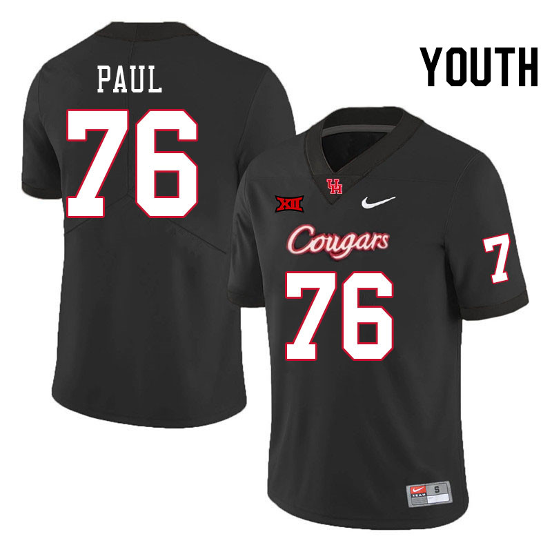 Youth #76 Patrick Paul Houston Cougars Big 12 XII College Football Jerseys Stitched-Black